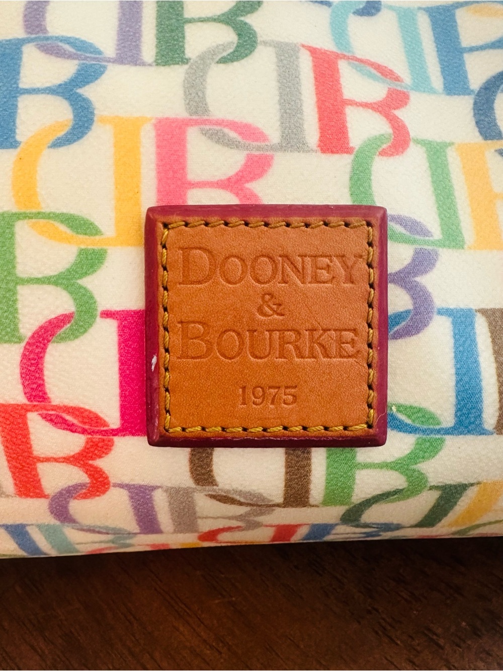 VTG Dooney & Bourke Y2K Rainbow Scribble Canvas Duffle Barrel Bag - Picture 3 of 14